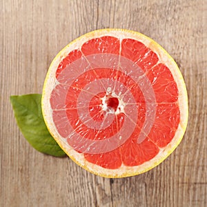 Red grapefruit and leaf