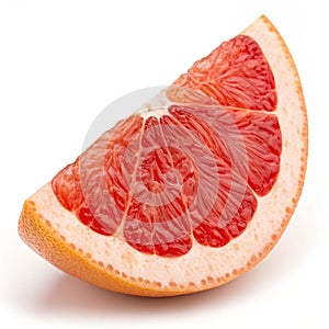 Red grapefruit slice isolated on white background