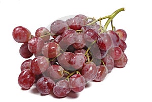 Red grapes bunch close up isolated white background