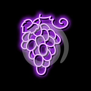 red grapes bunch neon glow icon illustration