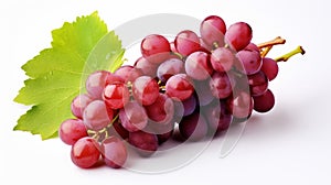 Red grapes with green Leaf