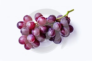 red grapes on a white background with a stem, in the style of dark purple