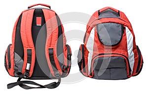 Red-gray backpack isolated