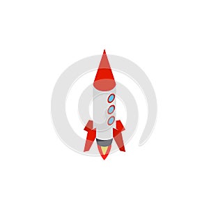 Red and gray rocket icon, isometric 3d style