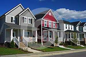 Red and Gray Row Houses photo