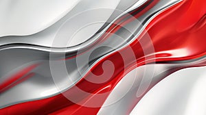 Red, gray and white modern metall abstract background with wave shapes, AI generated