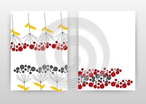 Red, gray, yellow dotted design for annual report, brochure, flyer, poster. Abstract white background vector illustration for