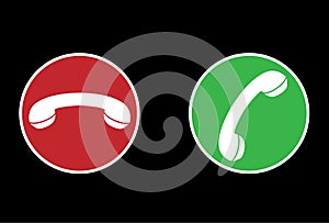 Red and green answer or reject call icons