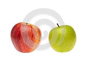 Red and green apple comparison and differentiation concept photo