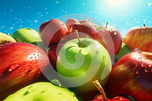 Red green apples. Generate Ai