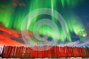 red and green aurora captured during geomagnetic storm