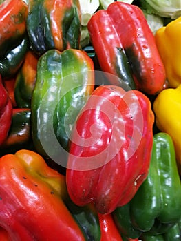 Red and Green peppers at farmers market