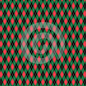 Red green black Christmas argyle pattern