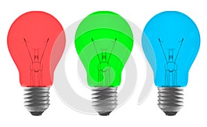 Red green blue color light bulb