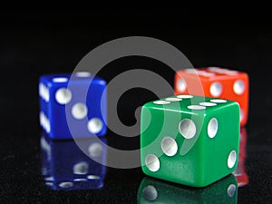 Red, green, and blue dice 2
