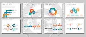 Red green blue orange multipurpose infographic presentation and element flat design set 2