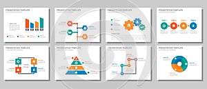 Red green blue orange multipurpose infographic presentation and element flat design set 2