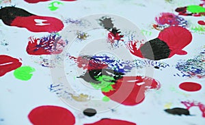 Red green blue silvery phosphorescent bright blurred vivid abstract watercolor painting blurred spots abstract background