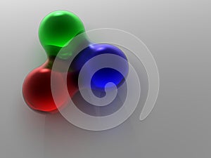 Red green and blue spheres