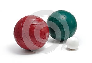 Red Green Bocce Balls and Pallino (Boccino)