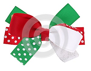 Red and green bow tie for gifts or Christmas decoration.