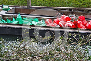 Red and green buoys on a ship