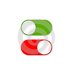 Red and green buttons on off with shadow