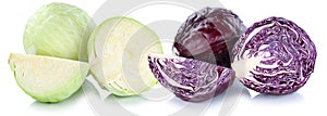 Red and green cabbage sliced slice vegetable isolated