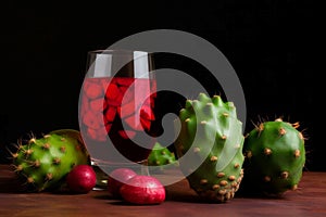 Red green cactus cocktail fresh. Generate Ai