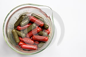Red and green capsules