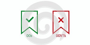 Red and green check marks like dos and donts