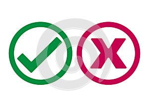 Checkmark and X or Confirm and Deny Icon photo