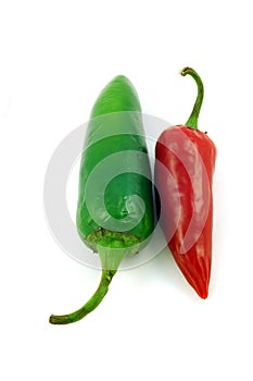 Red and green chili peppers