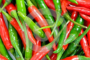 Red and green chili peppers