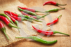 Red and green chili peppers