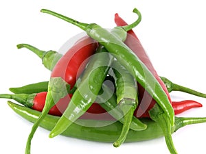 Red and green chilies photo