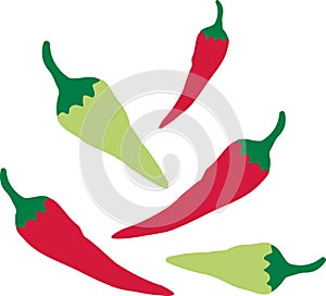 Red and green chilli peppers