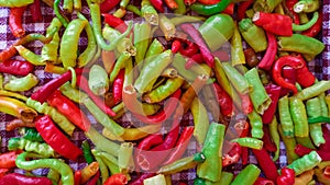 Red and green colorful peppers