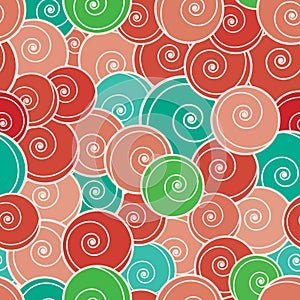 Red and green curls seamless pattern.