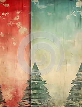 Red and Green: A Duotone Landscape of Pine Trees and Torn Sails