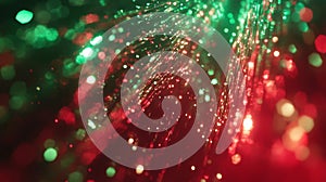Red and Green Festive Light Streaks Abstract Background