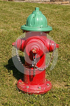 Red and green fire hydrant