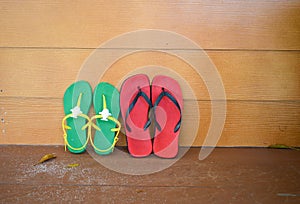 Red and Green flipflop sandals