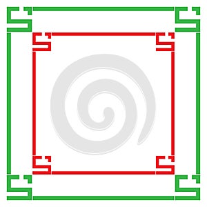 Red and green geometric frame border design