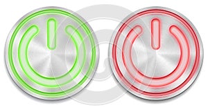 Red and green glowing power button