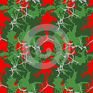 Red, green and gray UFO Christmas camouflage