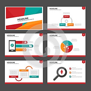 Red green and green infographic element and icon presentation templates flat design set for brochure flyer leaflet website photo
