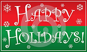 Red and Green Happy Holidays Banner