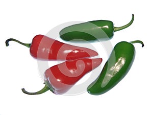 Red and green hot peppers