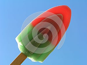 Red and green ice lolly